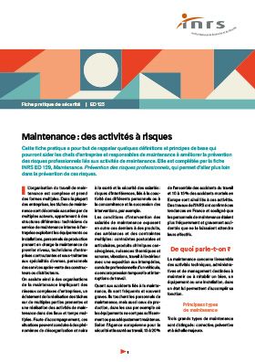 Maintenance : des activités à risques