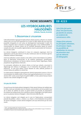 Les hydrocarbures halogénés (chlorés, fluorés, bromés)