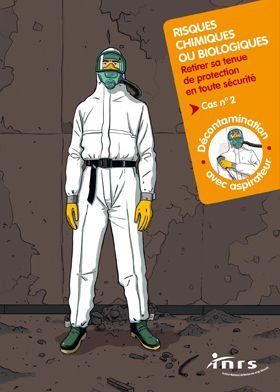 Risques chimiques ou biologiques. Retirer sa tenue de protection en toute sécurité. Cas n°2 : Décontamination avec aspirateur