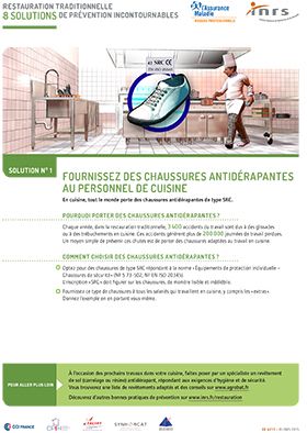 Restauration traditionnelle. Fournissez des chaussures antidérapantes au personnel de cuisine