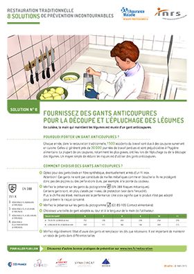 Restauration traditionnelle. Fournir et faire porter des gants anti coupures (gants en fibres) pour la découpe et l\'épluchage des légumes