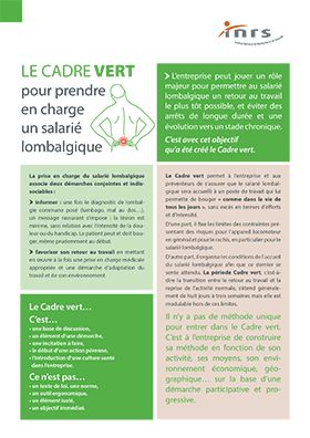 Le cadre vert pour prendre en charge un salarié lombalgique