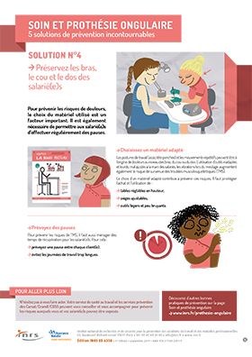Soin et prothésie ongulaire. Préservez les bras, le cou et le dos des salarié(e)s
