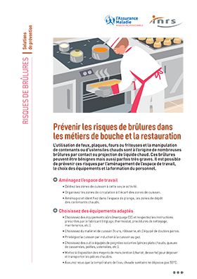 Prévenir les risques de brûlures dans les métiers de bouche et la restauration