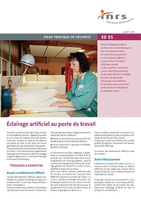 Eclairage artificiel au poste de travail