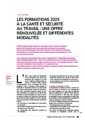Hygiène et sécurité du travail, revue trimestrielle scientifique de l\'INRS