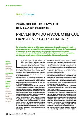 Hygiène et sécurité du travail, revue trimestrielle scientifique de l\'INRS