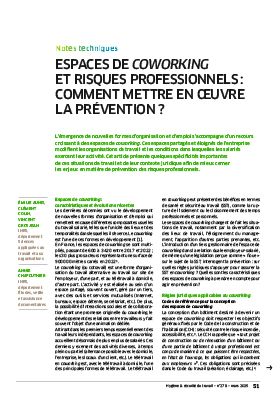 Hygiène et sécurité du travail, revue trimestrielle scientifique de l\'INRS
