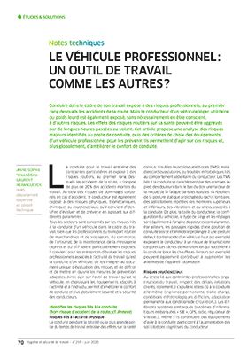 Hygiène et sécurité du travail, revue trimestrielle scientifique de l\'INRS