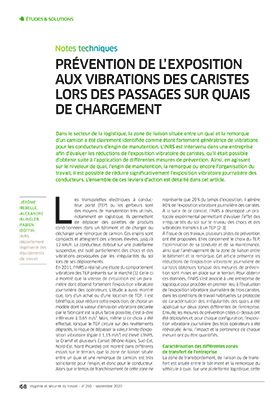 Hygiène et sécurité du travail, revue trimestrielle scientifique de l\'INRS