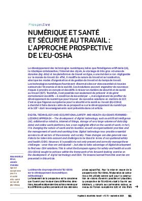 Hygiène et sécurité du travail, revue trimestrielle scientifique de l\'INRS
