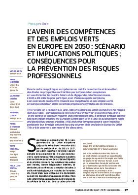 Hygiène et sécurité du travail, revue trimestrielle scientifique de l\'INRS