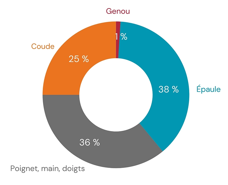 Répartition des maladies professionnelles indemnisées au titre su tableau 57